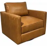 4040 Swivel Accent Chair in Chestnut Brown Top Grain Leather