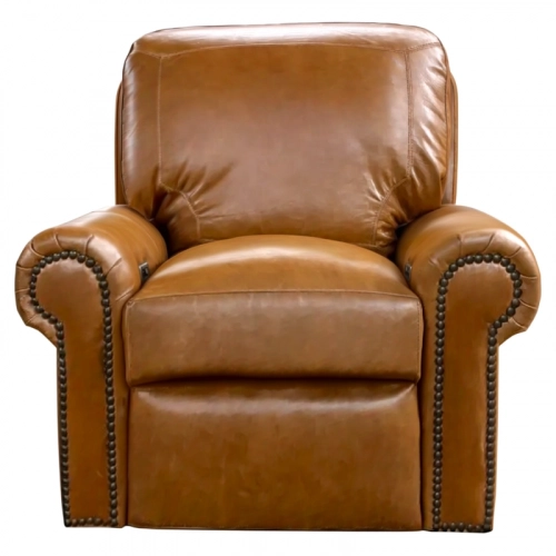 4950 Power Recliner in Saddle Brown with Croc Detail Top Grain Leather