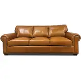 4950 Sofa in Saddle Brown with Croc Detail Top Grain Leather