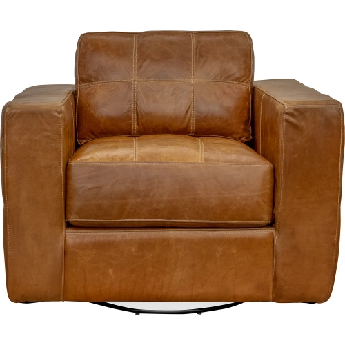 5497 Swivel Accent Chair in Sunset Brown Top Grain Leather