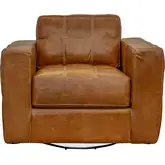 5497 Swivel Accent Chair in Sunset Brown Top Grain Leather