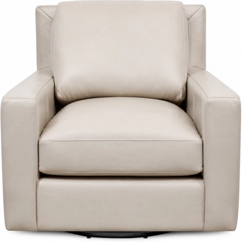 6350 Swivel Accent Chair in Pebble Bone Beige Top Grain Leather
