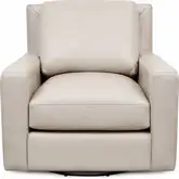 6350 Swivel Accent Chair in Pebble Bone Beige Top Grain Leather