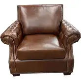 7655 Accent Chair in Polo Brown Top Grain Leather with Nailhead Trim