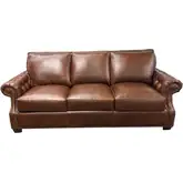 7655 Sofa in Polo Brown Top Grain Leather with Nailhead Trim