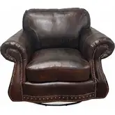 8755 Swivel Accent Chair in Chesterfield Cowboy Brown Top Grain Leather