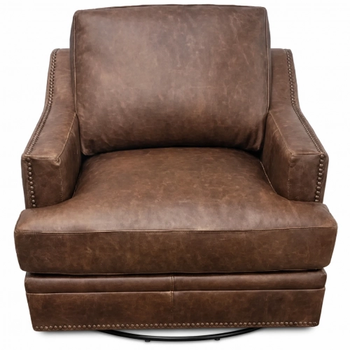 9397 Swivel Accent Chair in Ancient Brown Top Grain Leather