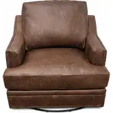 9397 Swivel Accent Chair in Ancient Brown Top Grain Leather