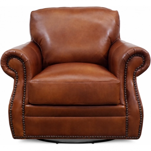 9450 Swivel Accent Chair in Polo Brown Top Grain Leather