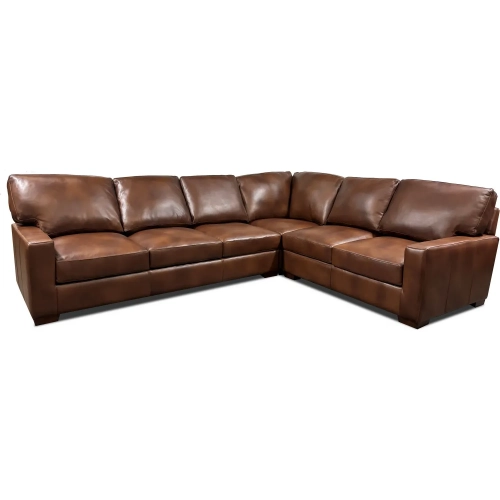 9940 3 Piece Sectional Sofa in Hickory Brown Top Grain Leather (Left Facing Sofa)