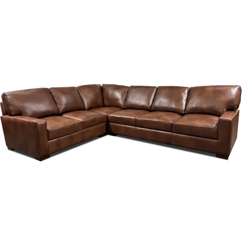 9940 3 Piece Sectional Sofa in Hickory Brown Top Grain Leather