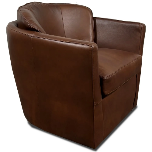9946 Swivel Accent Chair in Hickory Brown Top Grain Leather