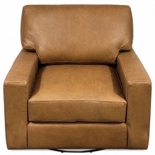 9950 Swivel Accent Chair in Poncho Camel Brown Top Grain Leather