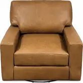 9950 Swivel Accent Chair in Poncho Camel Brown Top Grain Leather