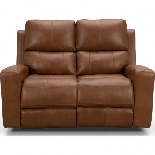 M150 Power Recline Loveseat in Bourbon Brown Top Grain Leather