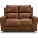 M150 Power Recline Loveseat in Bourbon Brown Top Grain Leather