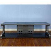 20800 Series 75" TV Stand Audio Video Rack w/ Silver Frame & Tinted Black Glass