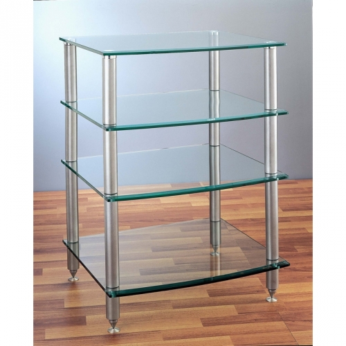 AGR Series 4 Shelf Audio Rack in Black or Silver with Tempered Glass