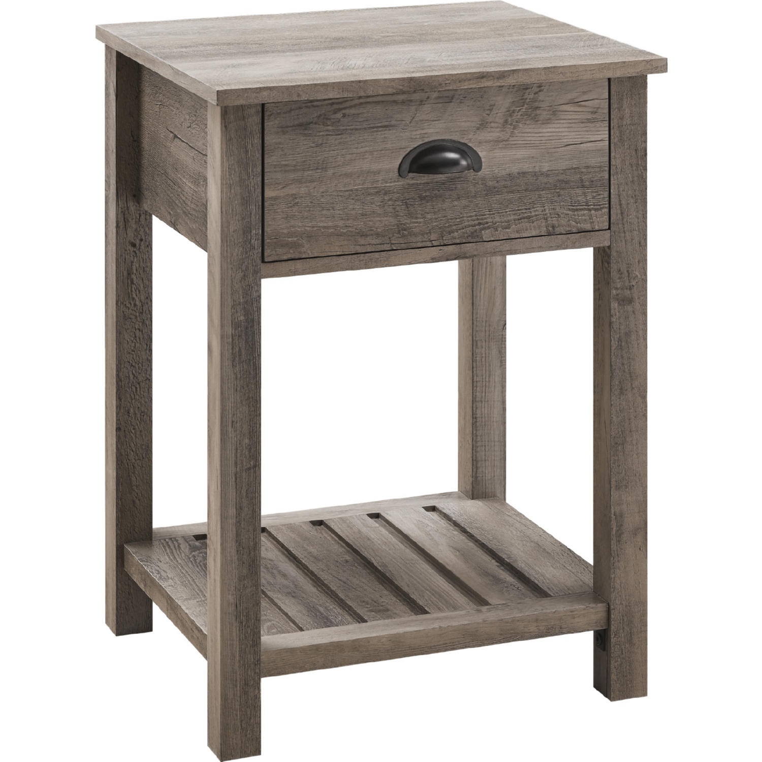 Walker Edison AF18CYSTGW 18" Country Single Drawer Side Table in Grey Wash