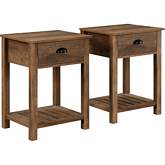 Country 1 Drawer Side Table in Rustic Oak FInish (Set of 2)