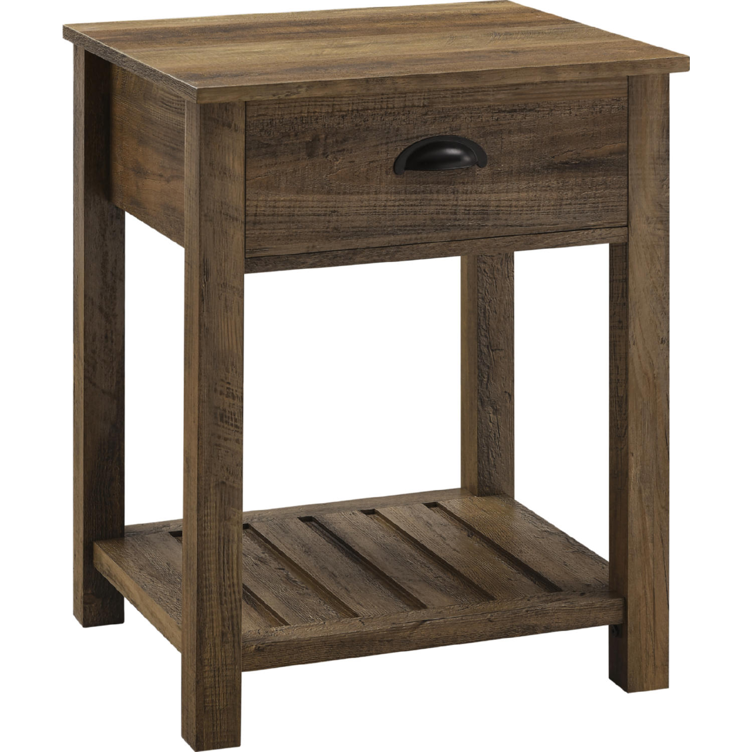 Walker Edison AF18CYSTRO 18" Country Single Drawer Side Table in Rustic Oak