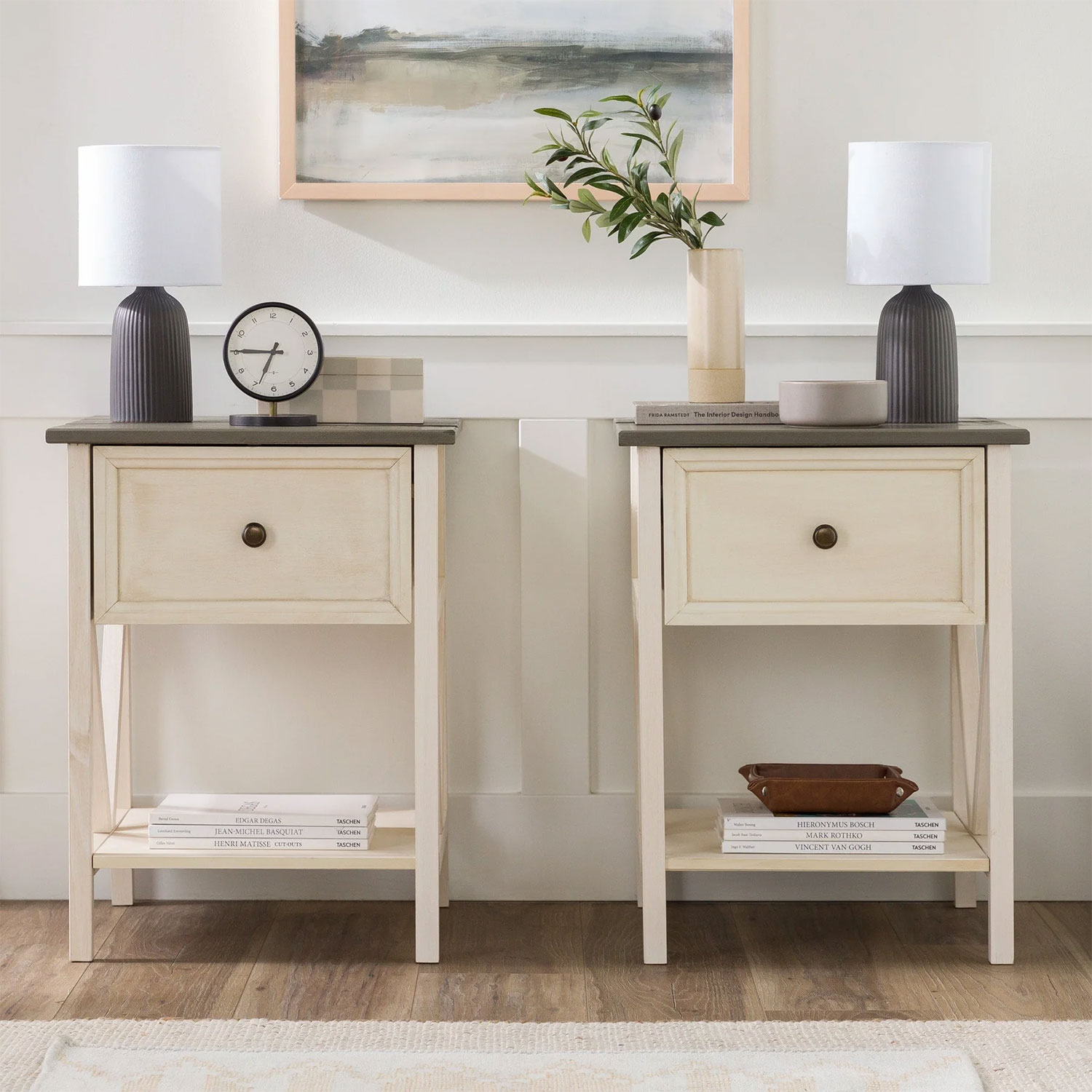 Walker Edison AF19NATSTWWG-2PK Natalee 1 Drawer Side Table in ...