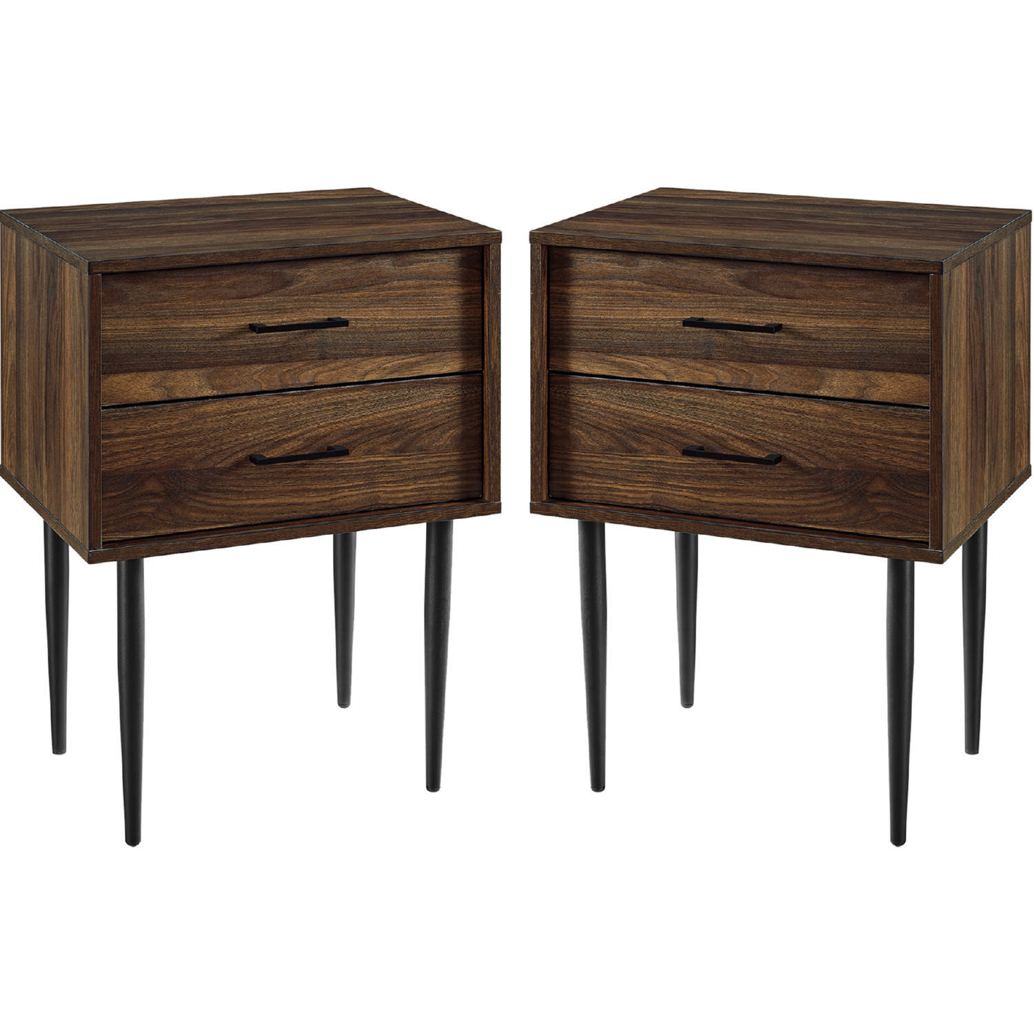 Walker Edison AF20OLI2DDW2PK Olivia Two Drawer Nightstand in Dark