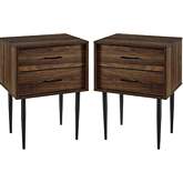 Olivia Two Drawer Nightstand in Dark Walnut Finish (Set of 2)