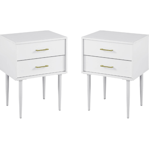 Olivia Two Drawer Nightstand in White Finish (Set of 2)