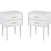 Olivia Two Drawer Nightstand in White Finish (Set of 2)