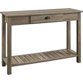 48" Country Style Entry Console Table in Gray Wash with Slatted Shelf