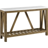 52" A Frame Rustic Entry Console Table in Finish with Marble Finish Top