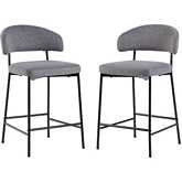 Alexis Curved Back Counter Stool in Charcoal Gray Chenille Fabric (Set of 2)