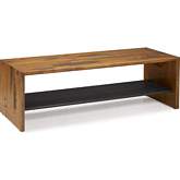 58" Modern Farmhouse Entryway Bench in Amber Reclaimed Pine