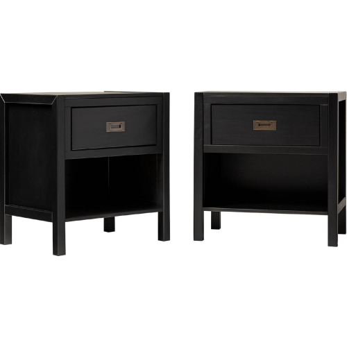 Lydia 1 Drawer Nightstand in Black Finish Wood (Set of 2)