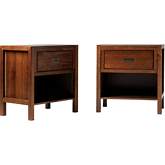 Lydia 1 Drawer Nightstand in Walnut Finish Wood (Set of 2)