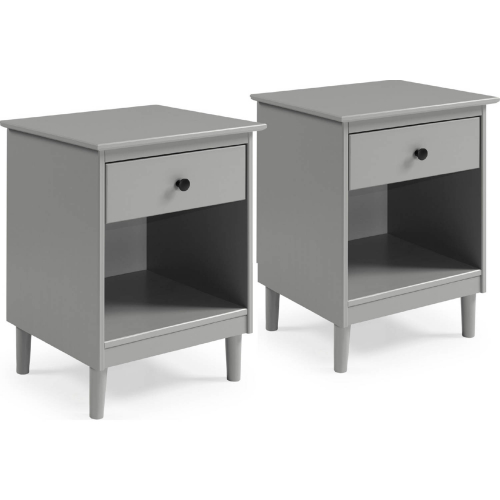 Spencer 1 Drawer Solid Wood Nightstand in Grey Finish (Set of 2)