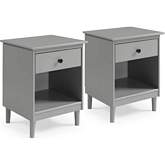 Spencer 1 Drawer Solid Wood Nightstand in Grey Finish (Set of 2)