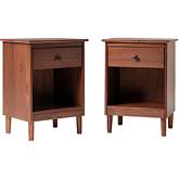 Spencer 1 Drawer Solid Wood Nightstands in Walnut Finish (Set of 2)