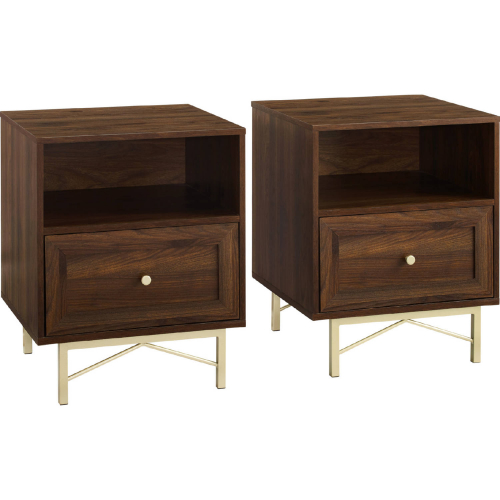 Gwen 1 Drawer Nightstand in Dark Walnut Finish (Set of 2)
