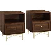 Gwen 1 Drawer Nightstand in Dark Walnut Finish (Set of 2)