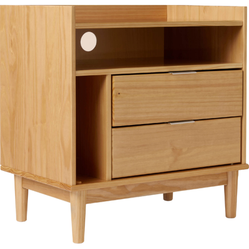 Lee Solid Wood 2 Drawer Nightstand with Gallery in Natural Pine Wood