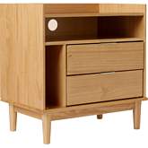 Lee Solid Wood 2 Drawer Nightstand with Gallery in Natural Pine Wood
