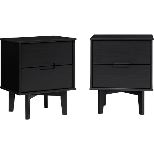 Sloane 2 Drawer Groove Handle Wood Nightstand in Black Finish (Set of 2)