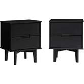 Sloane 2 Drawer Groove Handle Wood Nightstand in Black Finish (Set of 2)