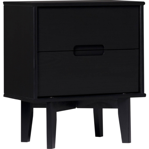 Sloane 2 Drawer Groove Handle Wood Nightstand in Black Finish