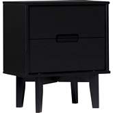 Sloane 2 Drawer Groove Handle Wood Nightstand in Black Finish