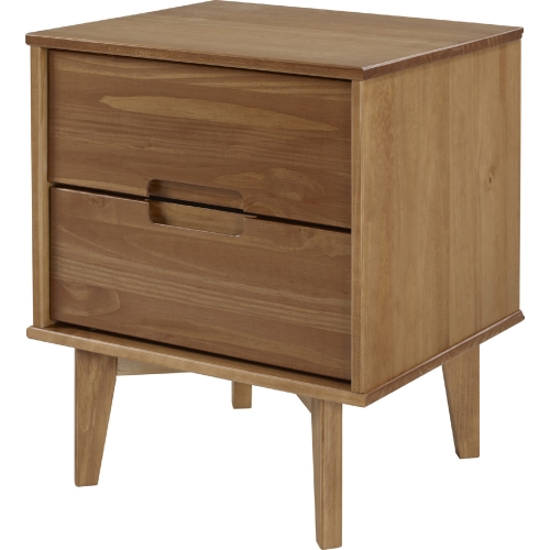 Mid Century Modern Wood Nightstand in Caramel Finish