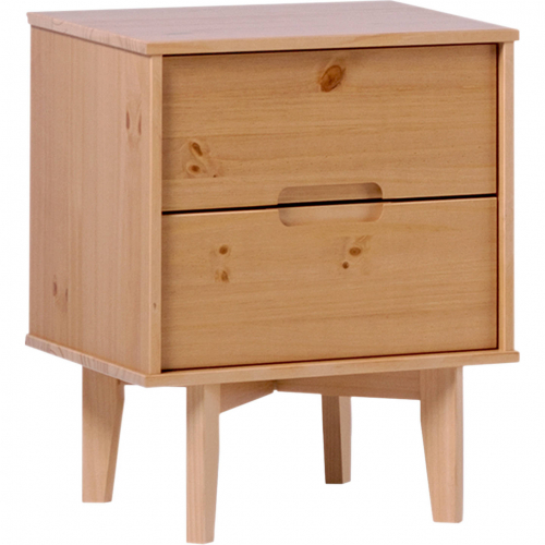 Sloane 2 Drawer Groove Handle Wood Nightstand in Natural Pine
