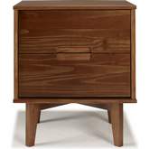 Mid Century Modern Wood Nightstand in Walnut Finish